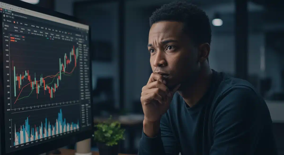 Persona analizando gráficos financieros en un ordenador, preocupada por el aumento del euríbor.