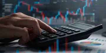 Euríbor 2025: Impacto en Préstamos Personales y Estrategias Calculadora sobre gráficos financieros, simbolizando la gestión del impacto del euríbor en préstamos personales.