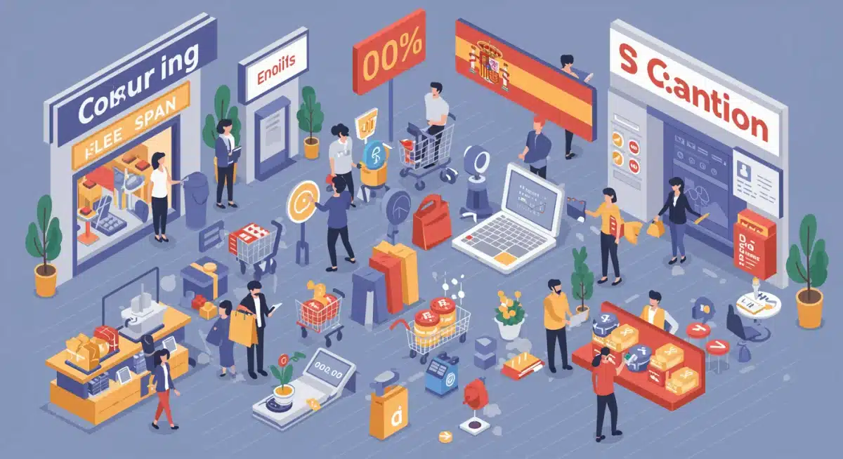 Escena de personas realizando compras y consumiendo, reflejando el dinamismo del consumo nacional en España.