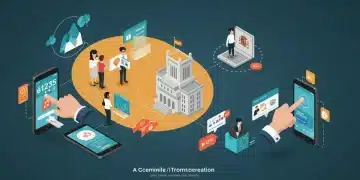 Representación digital de la administración pública española, mostrando eficiencia y servicios en línea