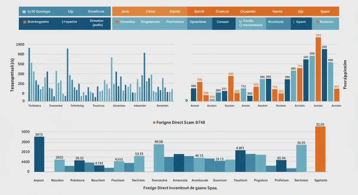 Gráfico de barras mostrando la distribución sectorial de la IED en España