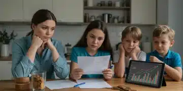 Familia española preocupada revisando finanzas ante la inflación de 2025
