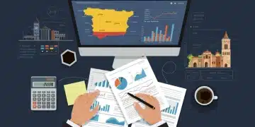Hombre analizando documentos financieros y gráficos para optimizar la fiscalidad de inversiones en España.