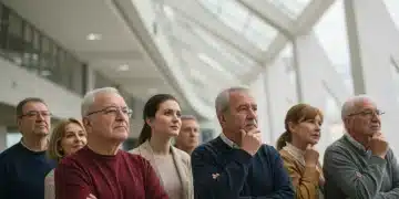 Futuro de las pensiones en España 2040, personas diversas planificando jubilación