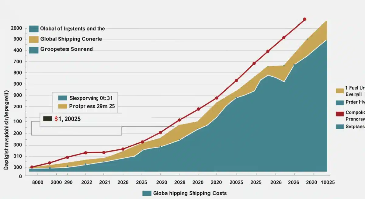 Gráfico mostrando la evolución y proyección del coste del transporte marítimo global.
