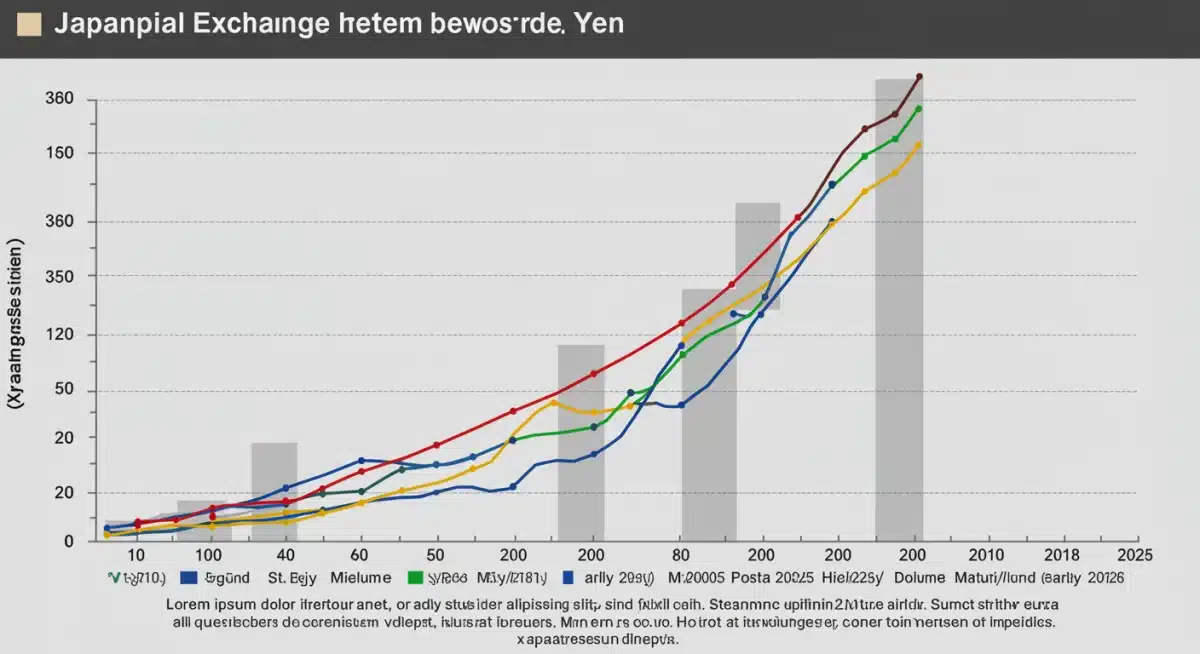 Gráfico de fluctuaciones históricas del tipo de cambio yen-euro, mostrando tendencias y volatilidad que afectan el comercio tecnológico.