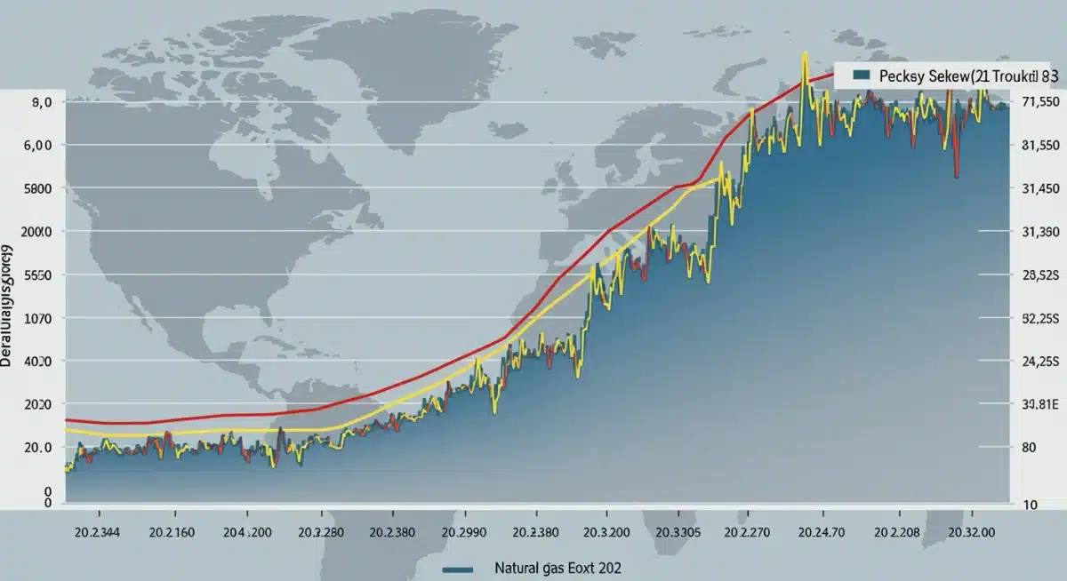 Gráfico de la evolución de los precios del gas natural en los mercados europeos, mostrando volatilidad.