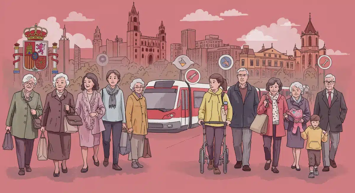 Ciudadanos españoles beneficiándose de servicios públicos y programas sociales financiados por el presupuesto.