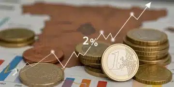 Gráfico que ilustra la trayectoria de la inflación del 2% en la economía española y sus implicaciones para el crecimiento en el primer trimestre de 2025.