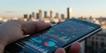 Gráfico financiero en smartphone con datos de inversión a corto plazo en España