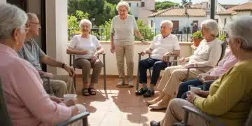 Grupo de jubilados españoles disfrutando su retiro, simbolizando una jubilación tranquila y financieramente segura.