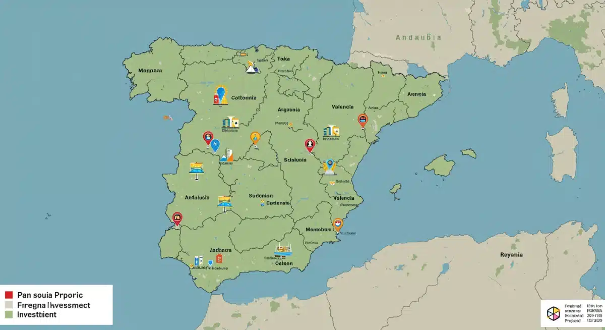 Mapa de España con regiones destacadas por su atracción de IED
