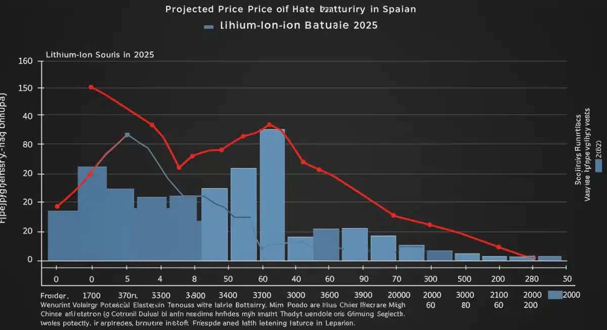 Gráfico de tendencias de precios de baterías de litio en España hasta 2025, influenciado por la política china.
