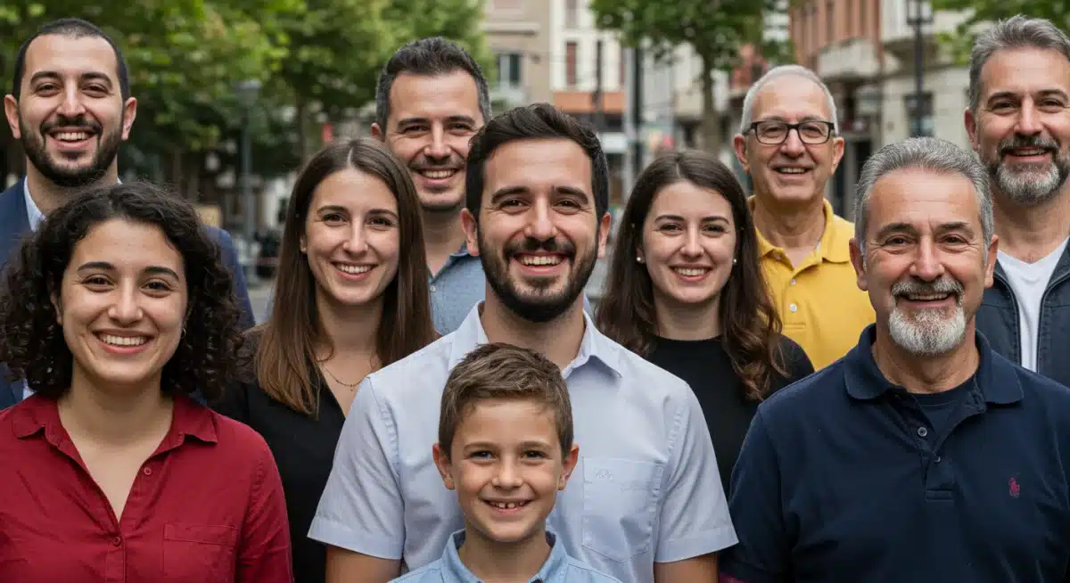 Diversidad de trabajadores españoles sonriendo, representando el impacto positivo del aumento del SMI en la calidad de vida.