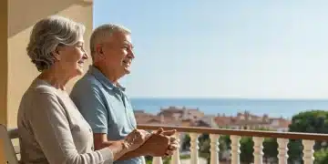 Pareja mayor disfrutando de una jubilación tranquila en España con ingresos pasivos