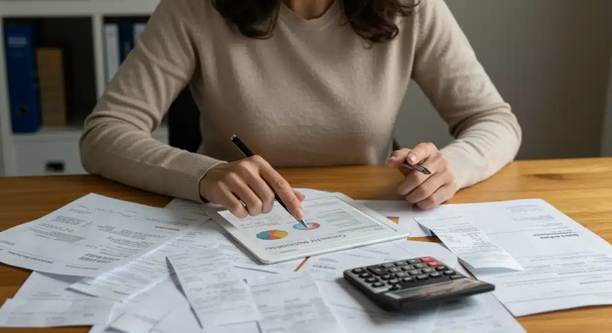 Persona revisando presupuesto doméstico para combatir inflación