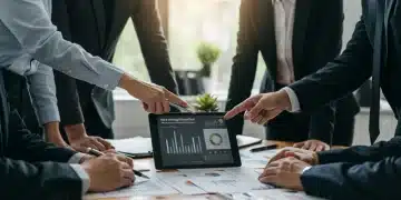 Reforma fiscal 2025: Impacto en PYMES y estrategias clave Empresarios de PYMES analizando documentos sobre la reforma fiscal de 2025 y estrategias de optimización.