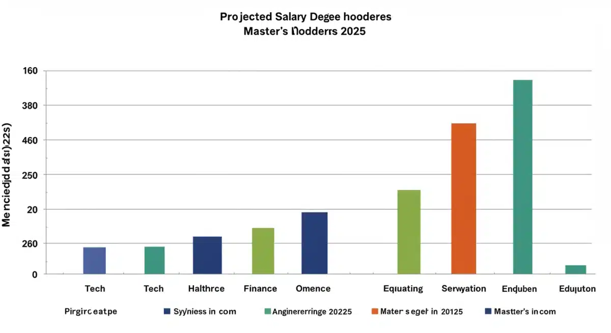 Infographic showing projected salary increases in five US sectors for master's degree holders by 2025