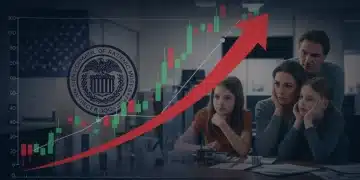 Graph showing rising inflation, Federal Reserve seal, and worried consumers