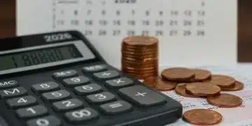 Calculator showing financial data with 2026 calendar and Social Security statement