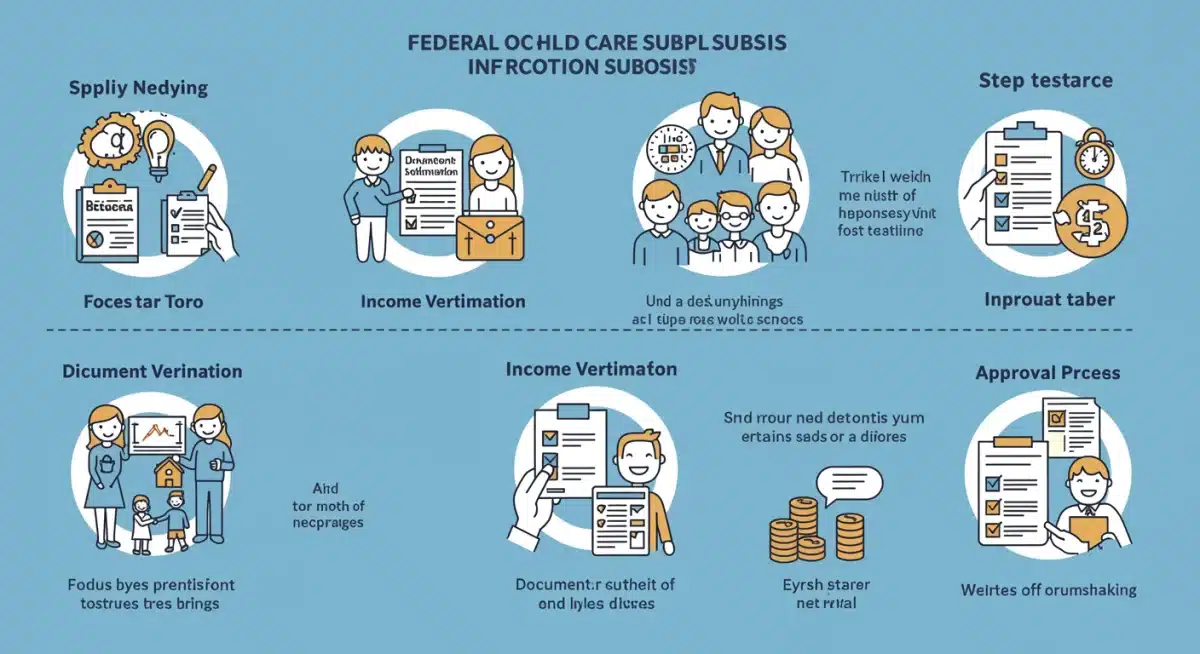 Infographic showing steps to apply for federal child care subsidies