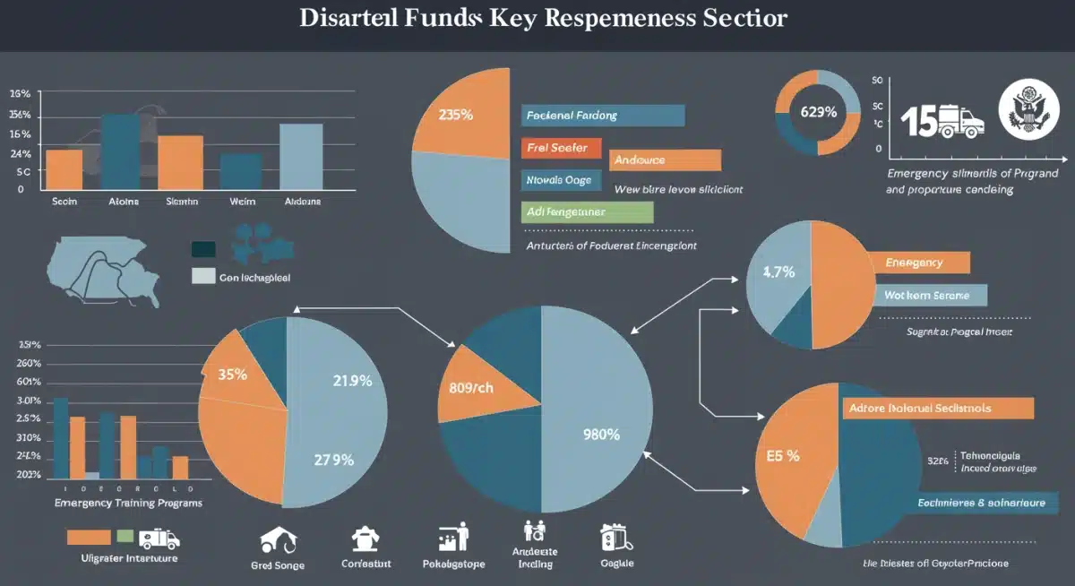 Infographic detailing federal disaster preparedness funding allocation for 2025.