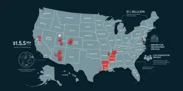 US map showing federal funding distribution for opioid crisis initiatives