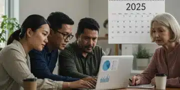 People reviewing federal unemployment benefits 2025 eligibility on a laptop.