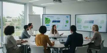 Professionals learning about renewable energy in a modern classroom