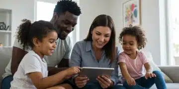Happy family benefiting from federal child care subsidies