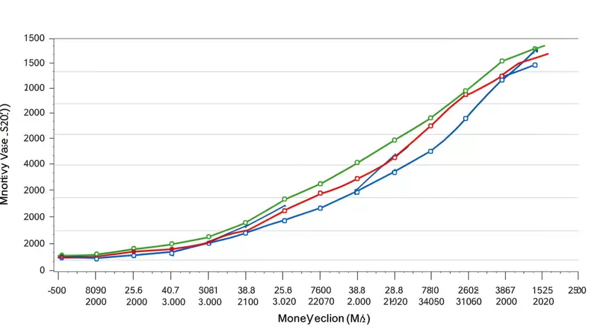 Historical and projected velocity of money M2 in the U.S. economy