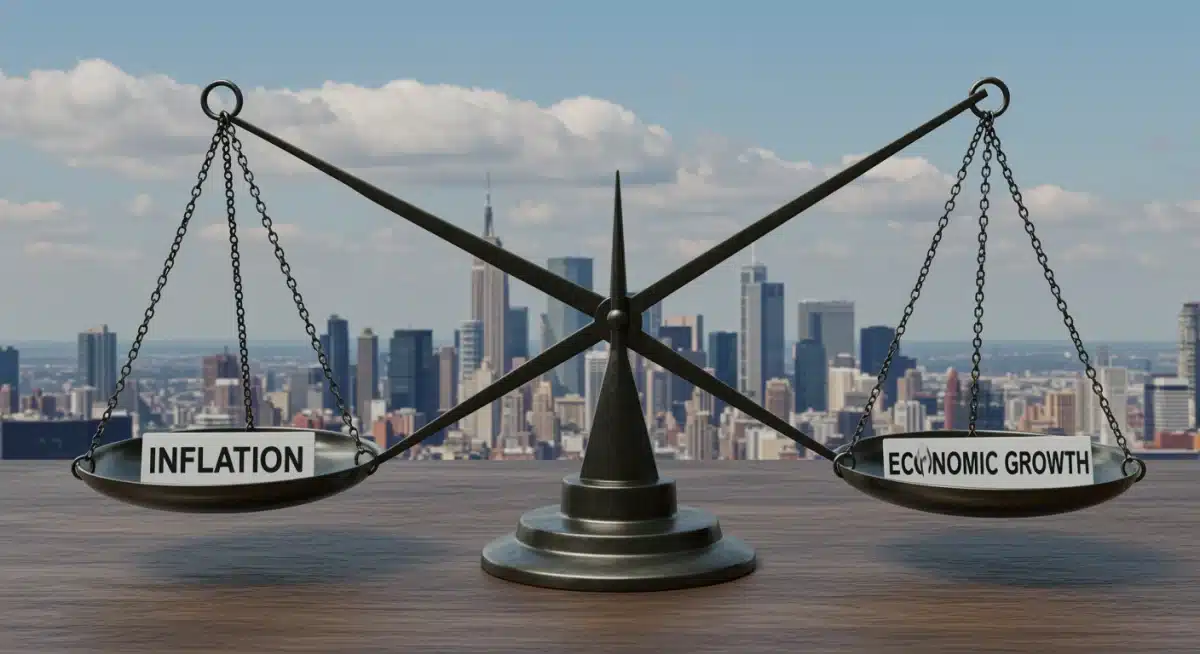 Economic balance between inflation and growth, symbolizing market dynamics