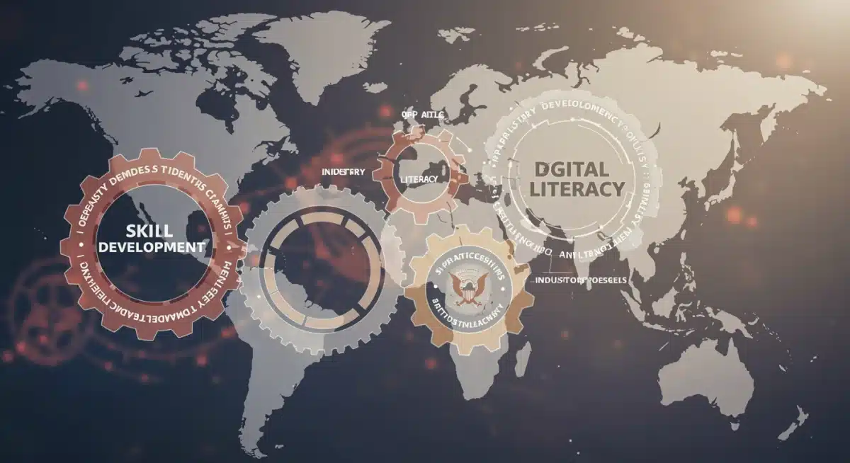 Interconnected gears representing integrated US workforce development policies.