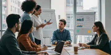 Young professionals collaborating in an office, symbolizing successful internship conversion