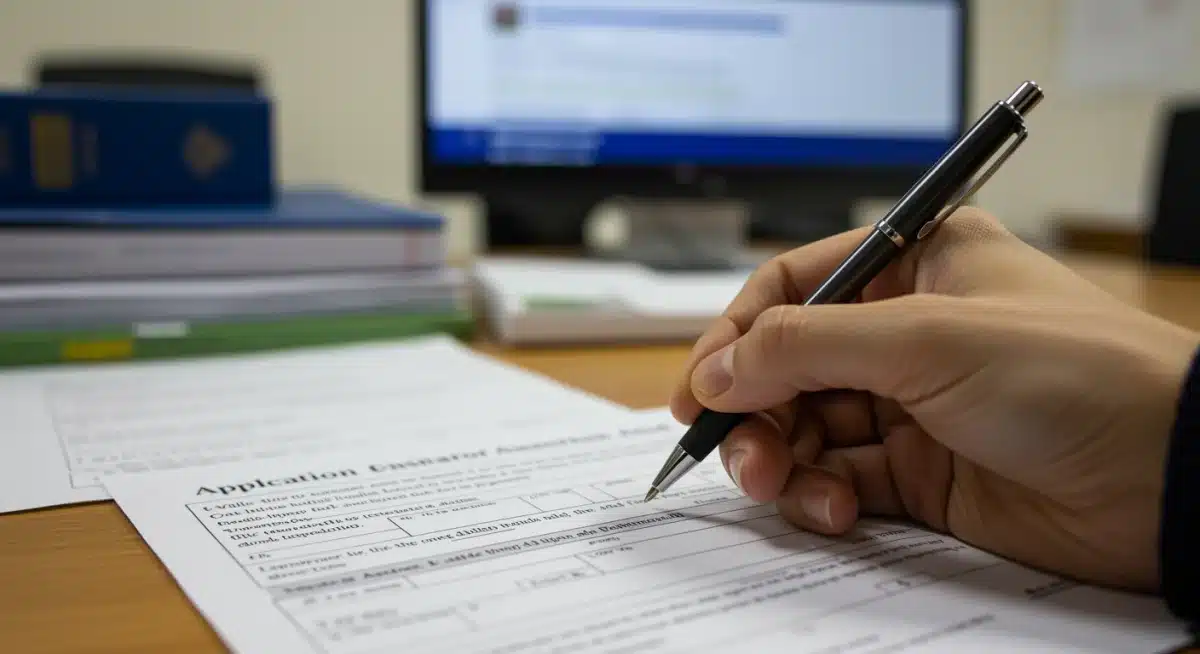 Person completing LIHEAP application form online or by hand