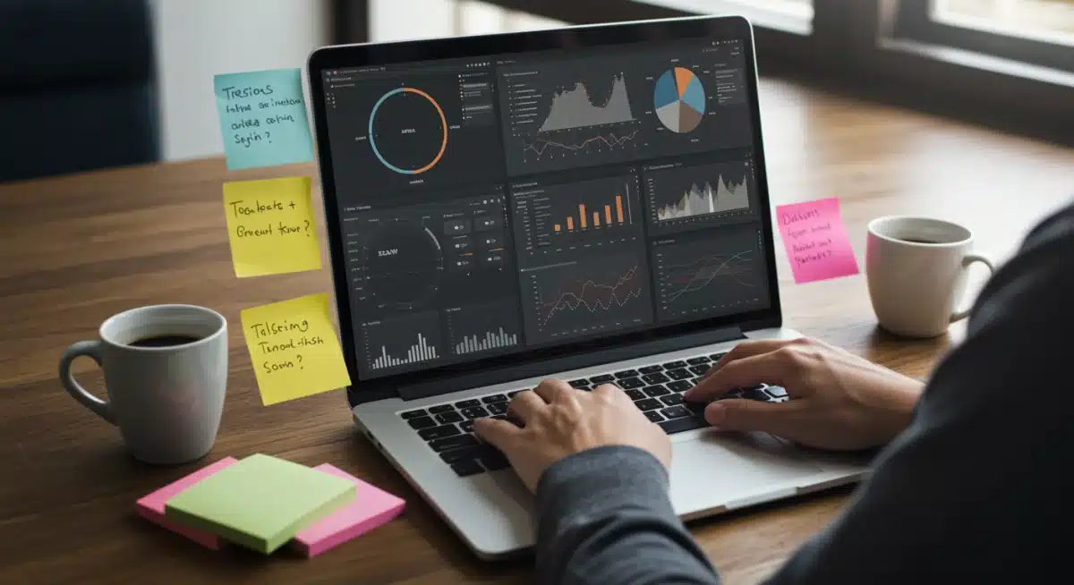 Individual mastering data analytics skills on a laptop