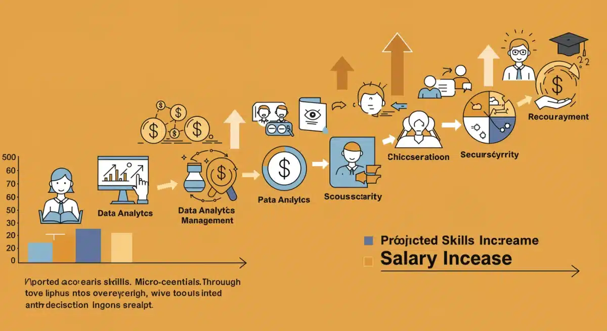 Infographic showing micro-credentials leading to salary growth and career advancement.