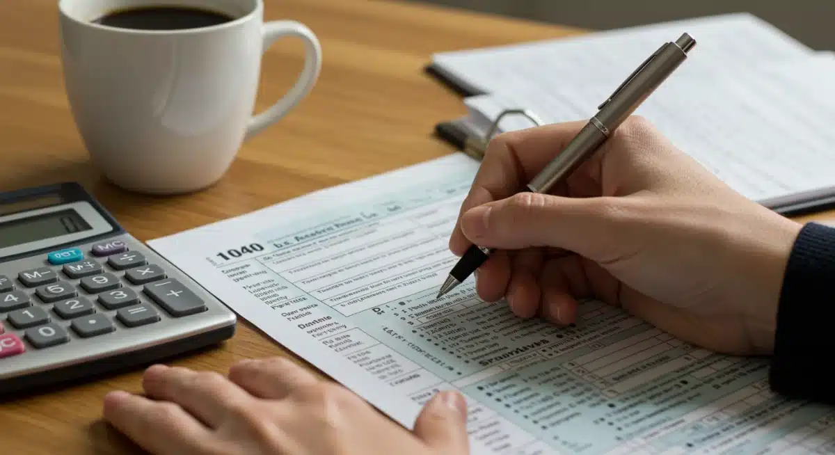 Person filling out tax forms for 2025 EITC