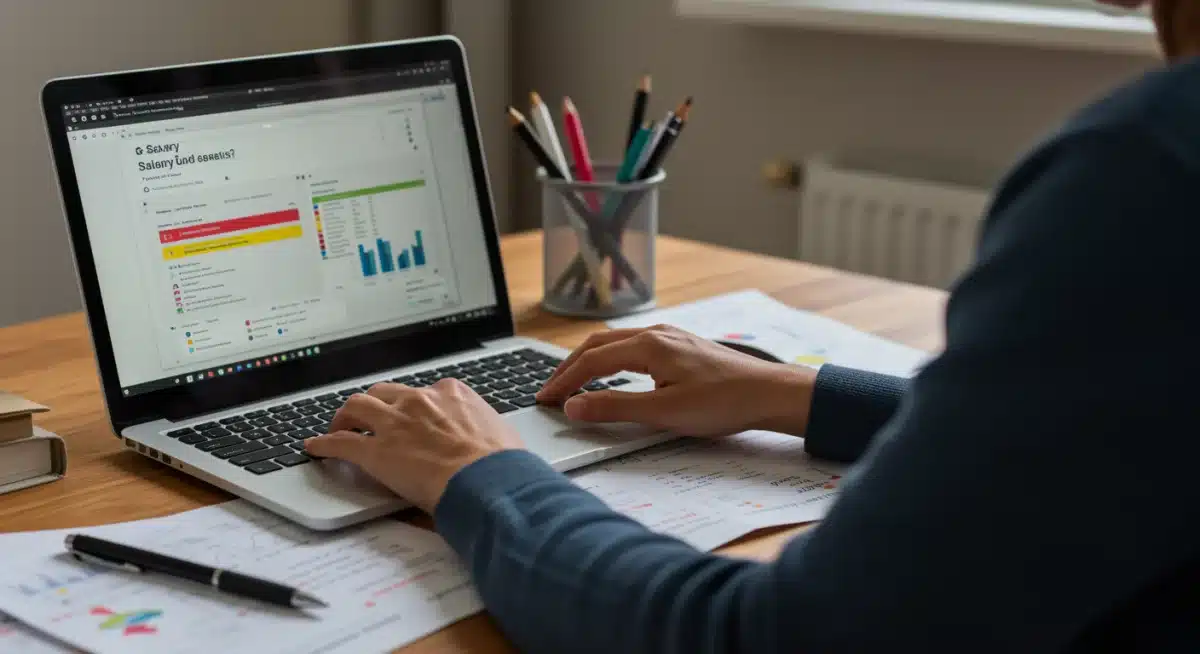 Individual researching salary data for job offer negotiation