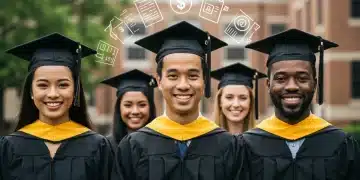 Graduates celebrating student loan forgiveness with financial documents