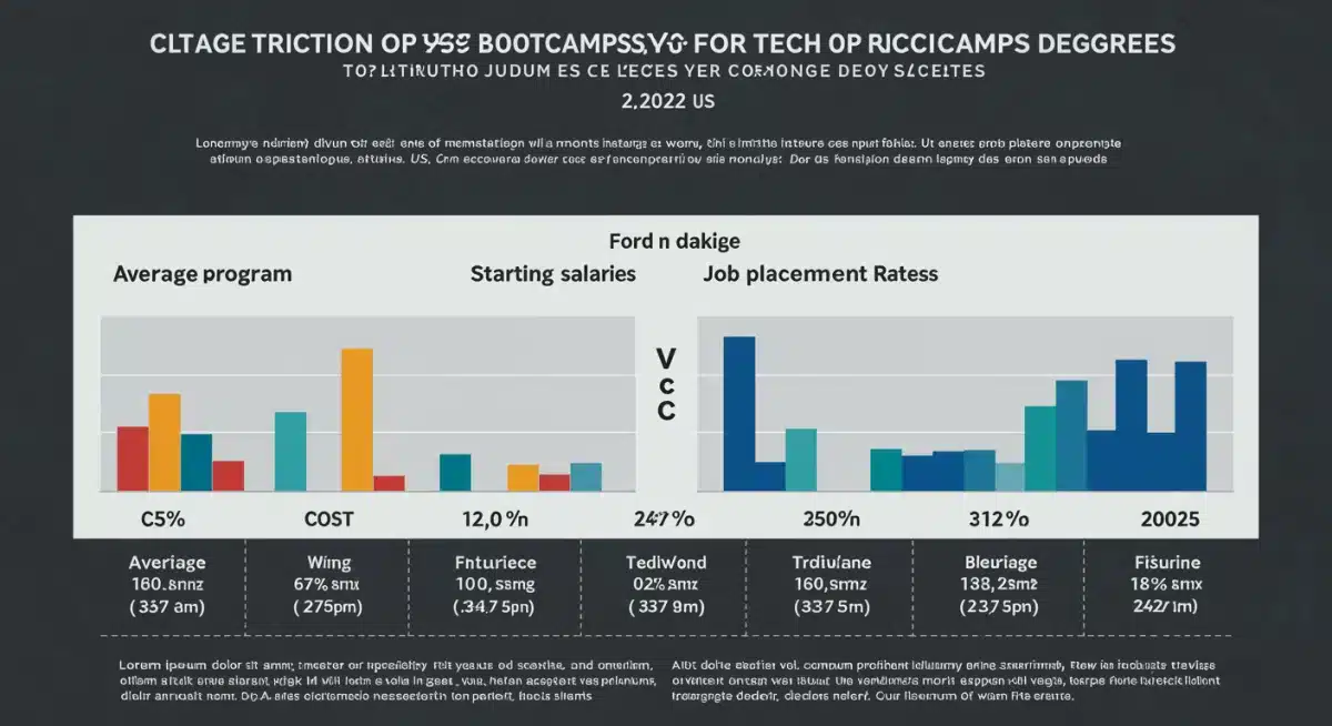 Infographic comparing tech bootcamp and traditional degree metrics