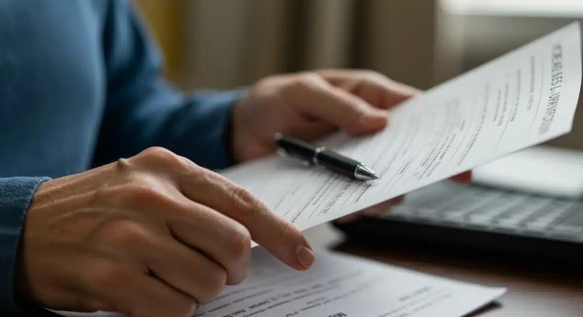 Veteran reviewing disability compensation claim forms and documents.
