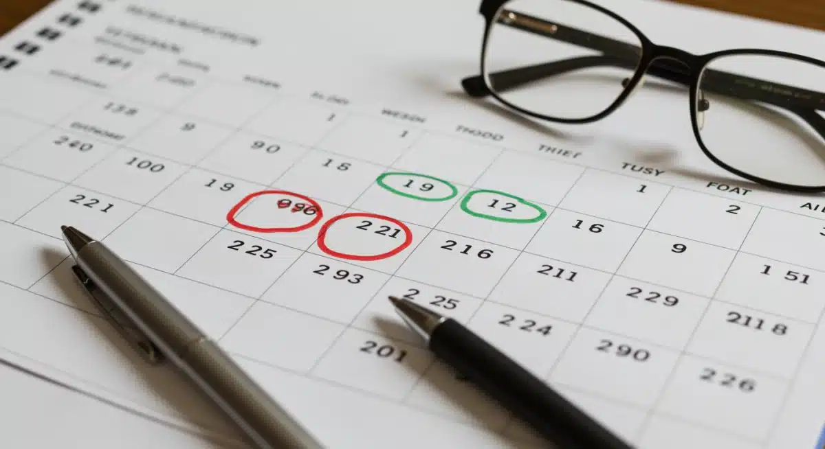 Calendar with circled 2026 dates, emphasizing veterans' benefits application deadlines.