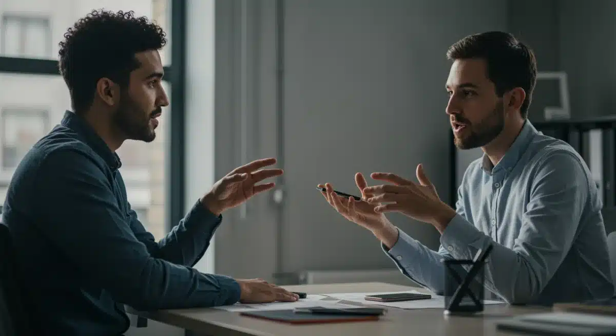 Colleagues demonstrating emotional intelligence through empathetic listening and clear communication.