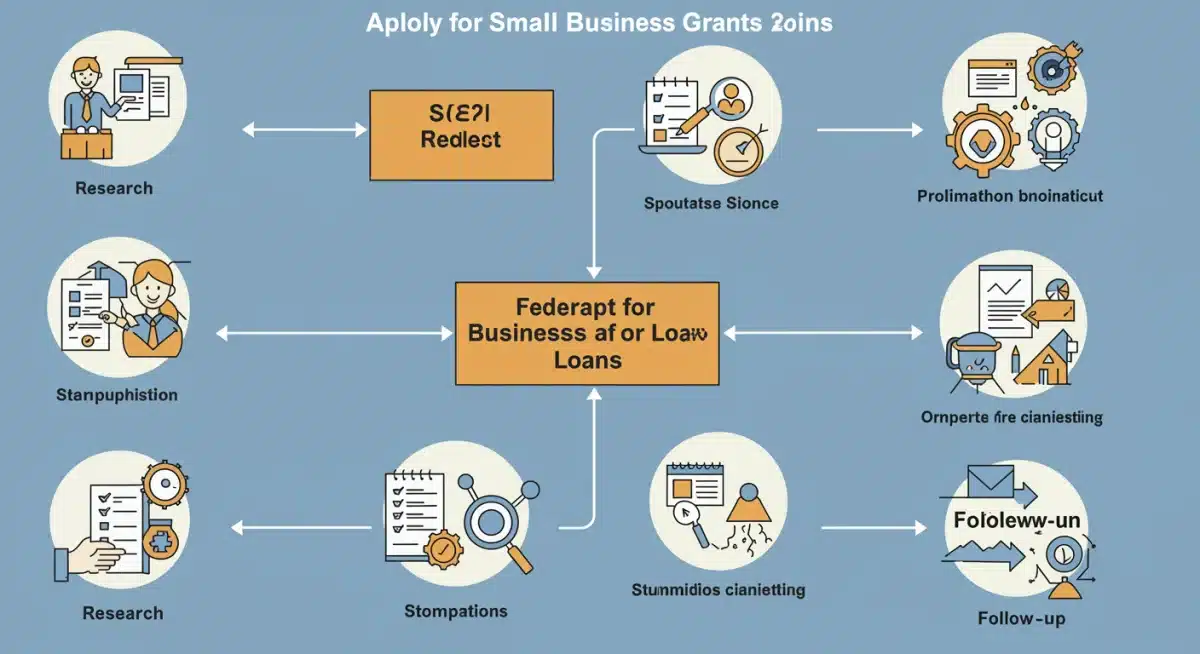 Infographic showing steps for federal small business grant application