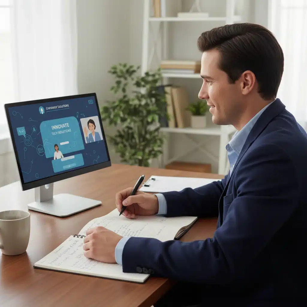 Job seeker engaging with an employer at a virtual career fair booth.