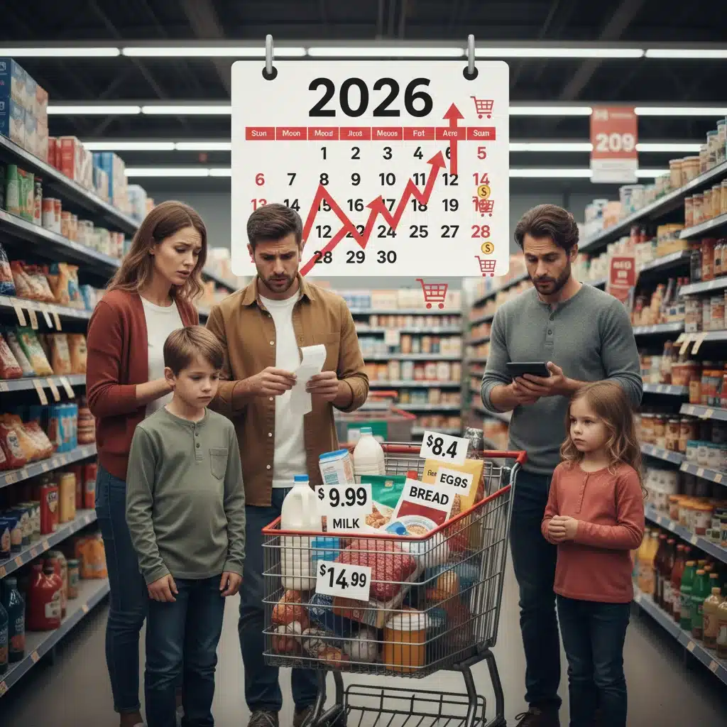 Inflation impact on US consumer purchasing power in 2026, with rising prices.