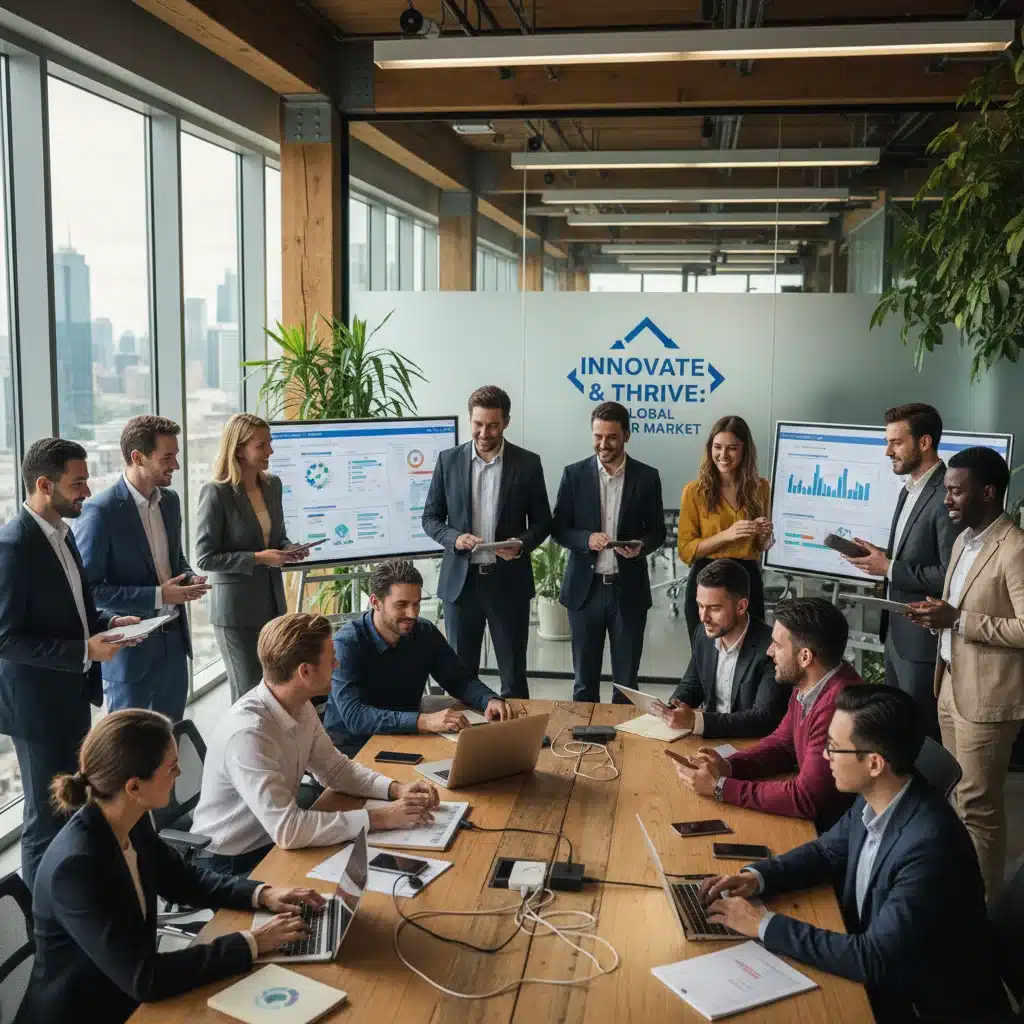 Professionals collaborating in a modern office, representing a strong and innovative labor market.