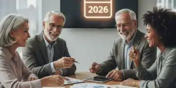Group of smiling retirees reviewing 2026 social security documents