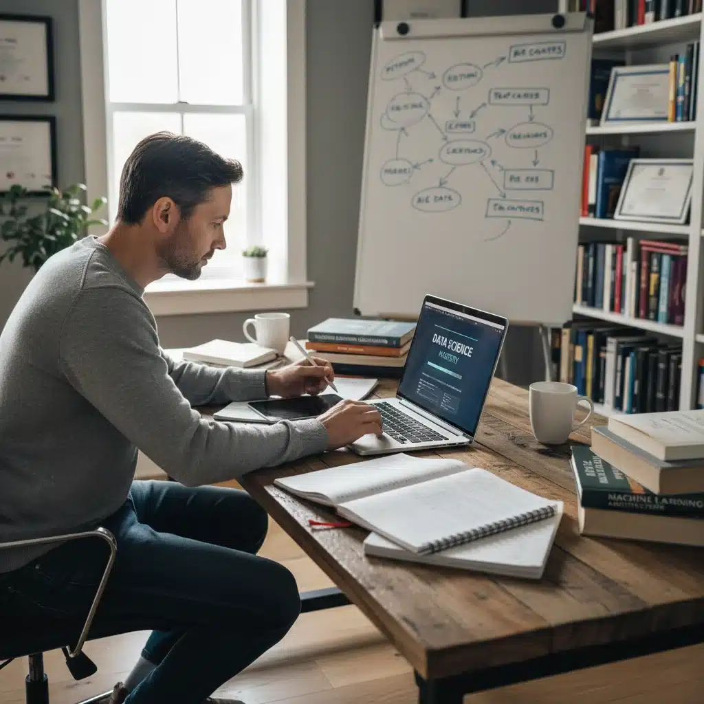Individual engaged in online learning for skill development